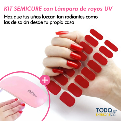 KIT SEMICURE - Uñas Gel de Larga Duración + Lámpara de Rayos UV✨🌸