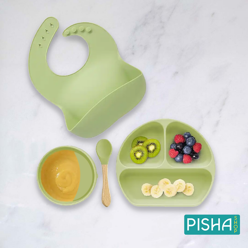 Set de cuencos y babero en silicona para bebes-Comida sin derrames y sonrisas sin límites👶🥣