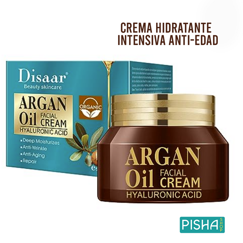 Crema Hidratante anti-edad aceite de argán -Rejuvenece con elegancia, hidratación en cada gota.💧🌿