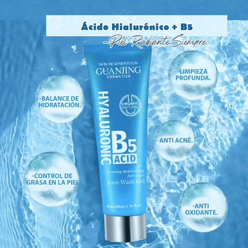 Limpiador Facial Acido Hialurónico+ B5-Piel Radiante, Siempre🍃💦