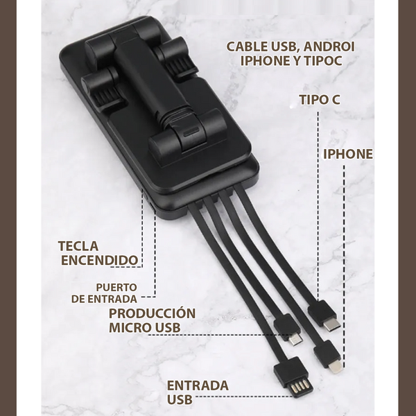 Cargador portátil en forma de soporte -Obtén el cargador más versátil y funcional del mercado