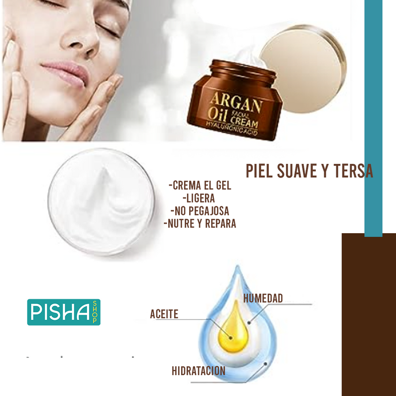 Crema Hidratante anti-edad aceite de argán -Rejuvenece con elegancia, hidratación en cada gota.💧🌿