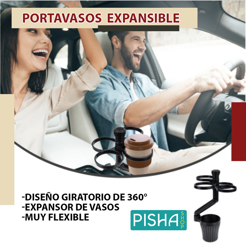 Portavasos expandible 360° para autos-Disfruta de un viaje sin derrames🚗