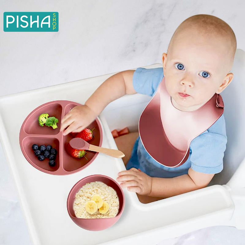 Set de cuencos y babero en silicona para bebes-Comida sin derrames y sonrisas sin límites👶🥣