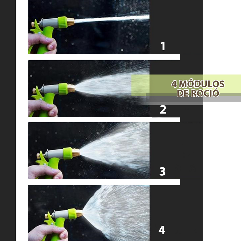 Pistola de presión de agua para manguera con 4 módulos de roció-Siente el poder de la alta presión💧